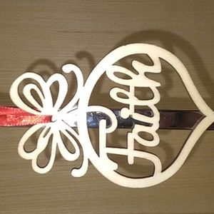 Faith Bememo Wooden Christmas Ornament 3.82 x 2.83 x 0.12 inches w Red ribbon